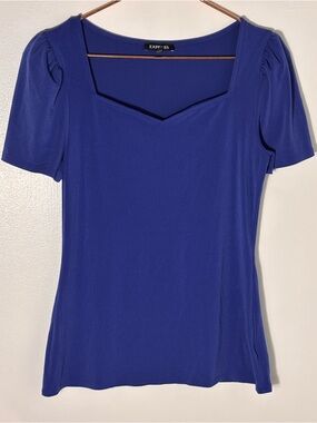 Express - Women’s Sweetheart Blouse - Size M - Cerulean Blue - Short Sleeved